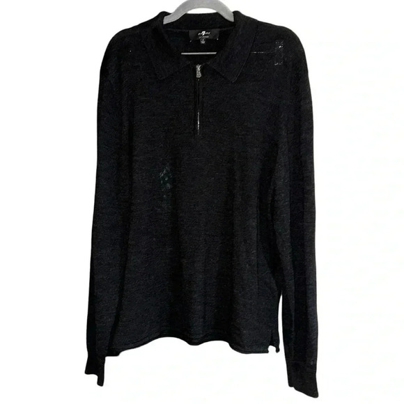 7 for all mankind 1/4 Zip Pullover 100% Merino Wool Sweater Size Large - Picture 1 of 8